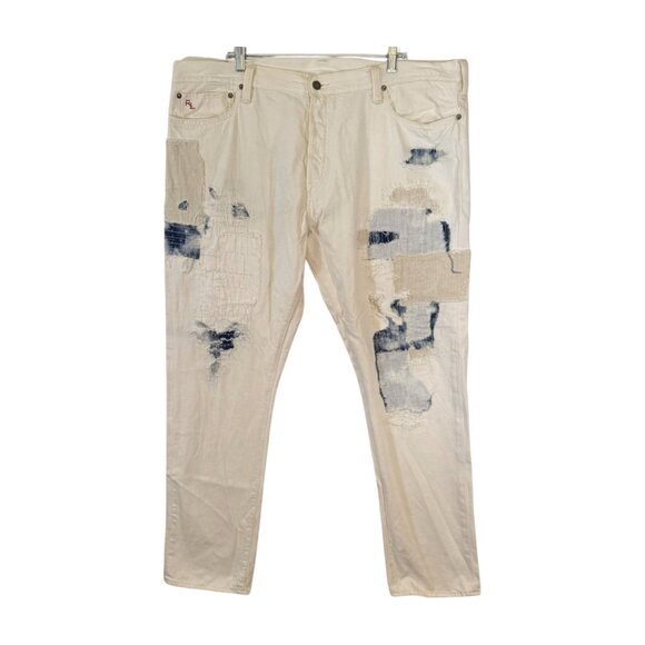 POLO Ralph Lauren Logan Loose Jean Size 42 x 32 Samson White Repaired Distressed - Picture 1 of 10